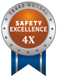 Texas Mutual Safety Excellence award ribbon, 4-time winner